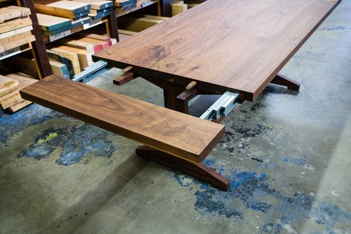 Custom Made Trestle Dining Table With Leaf Inserts