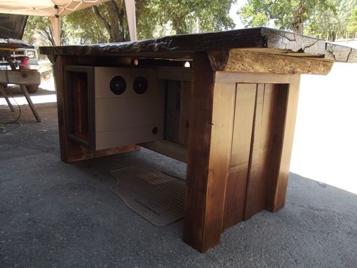 Custom Made Natural Edge Oak Slab Top Desk