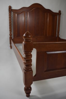 Custom Made Custom Black Cherry Bed With Hand Carved Spiral Posts