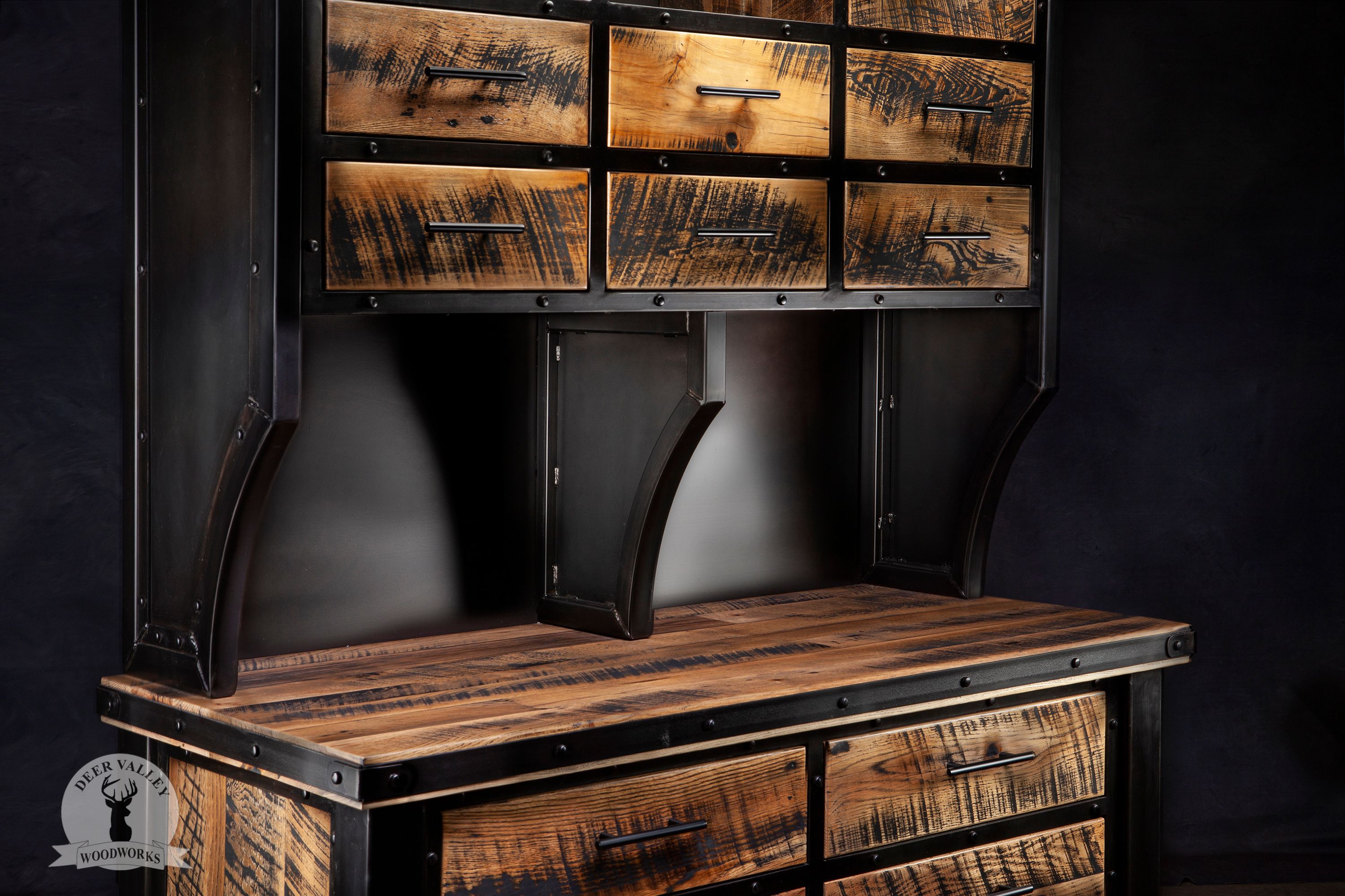 Buy Hand Made Hutch, Industrial Credenza Hutch, Rustic Hutch, made to