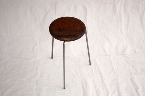 Custom Made Mid-Century Modern Inspired Wood And Steel Stool