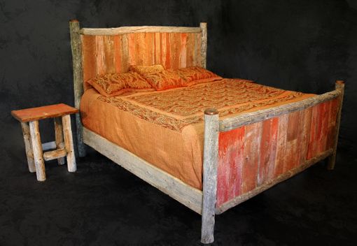 Custom Made King Size Reclaimed Barn Wood Bed And Nightstands