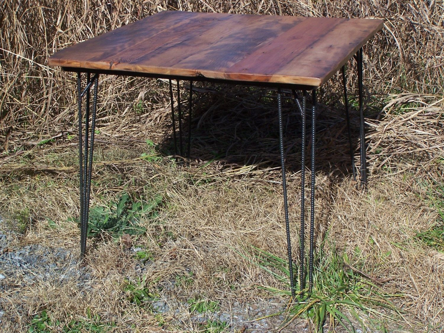 Buy Hand Crafted Breakfast Table With Reclaimed Wood Plank Top And