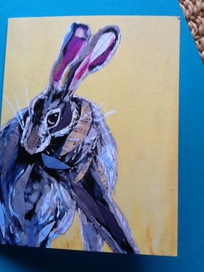 Custom Made Coy Hare On Yellow Notecard Set