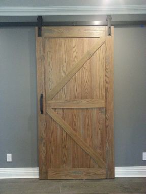 Custom Made Distressed Red Oak Barn Door Slider