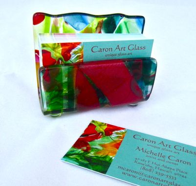 Custom Made Fused Glass Business Card Holder