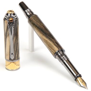 Custom Made Lanier Art Deco Fountain Pen - Spalted Hackberry - Af6w83