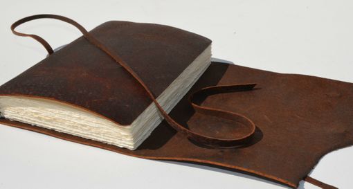 Custom Made Distressed Pig Skin Leather Bound Travel Adventure Journal Ledger Planner
