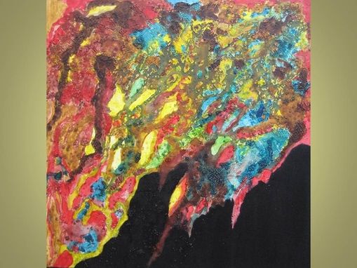 Custom Made 25% Off Sale-Original Abstract Painting 20"X20" Textured Blue Brown Red Black Lava Painting