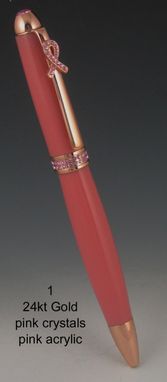 Custom Made Breast Cancer Awareness Pen With Swarovski Crystals