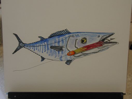 Custom Made Watercolor Wahoo Fish