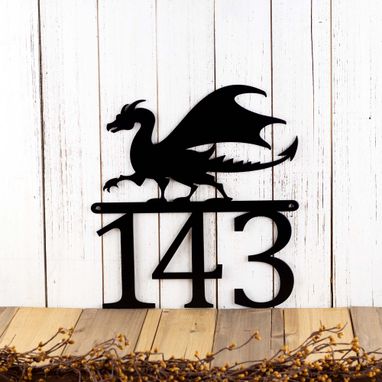 Custom Made Dragon Metal House Number Sign, Fantasy, Medieval, Metal Wall Art, Dragon Sign, Outdoor Sign
