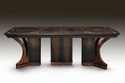 Custom Made Art Deco Bog Oak And Ivory Dining Table