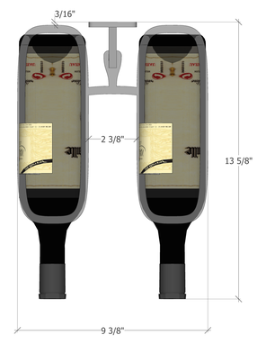 Custom Made (Wall Mount / Blade Series ) Double Bottle Cork Facing Wine Display