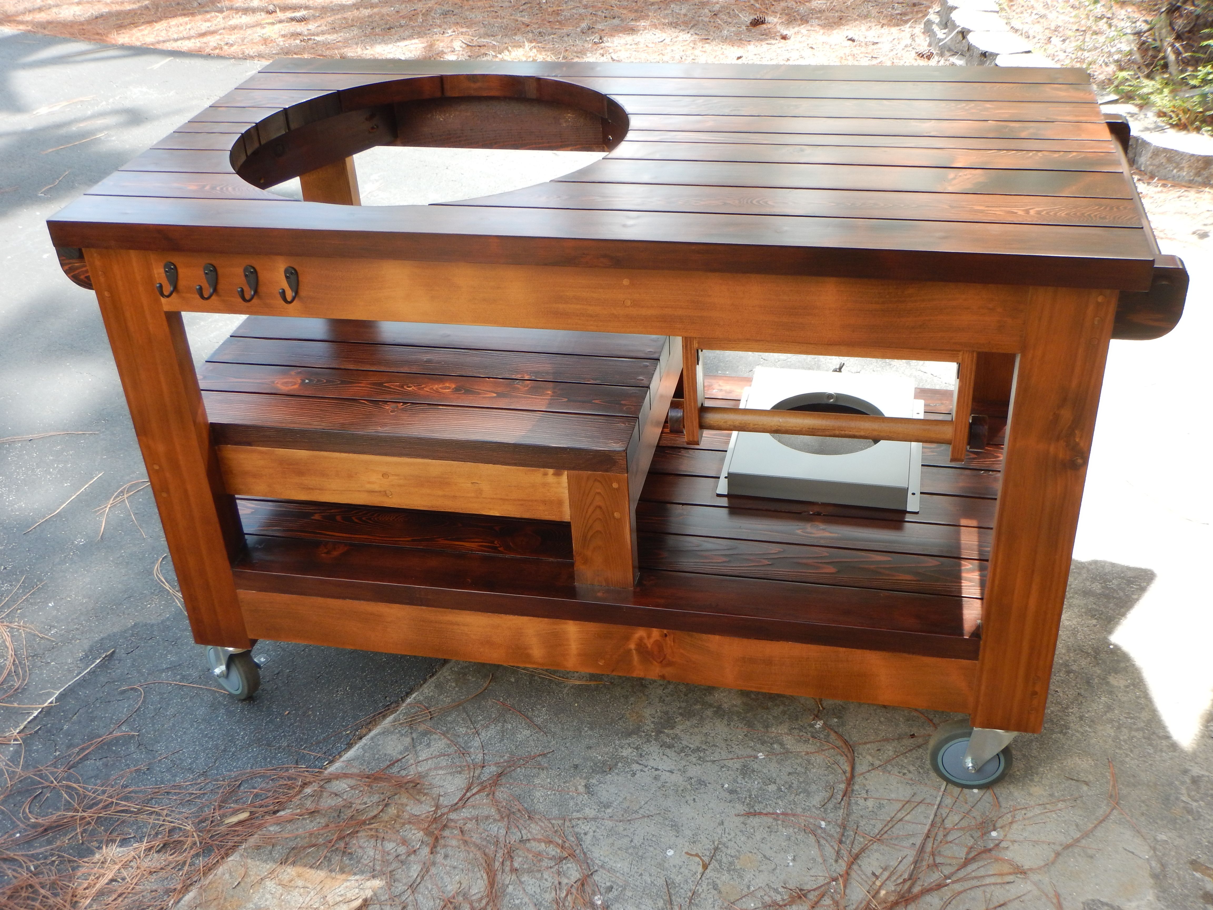 Custom Grill Table For A Ceramic, Outdoor Wood Grill Table