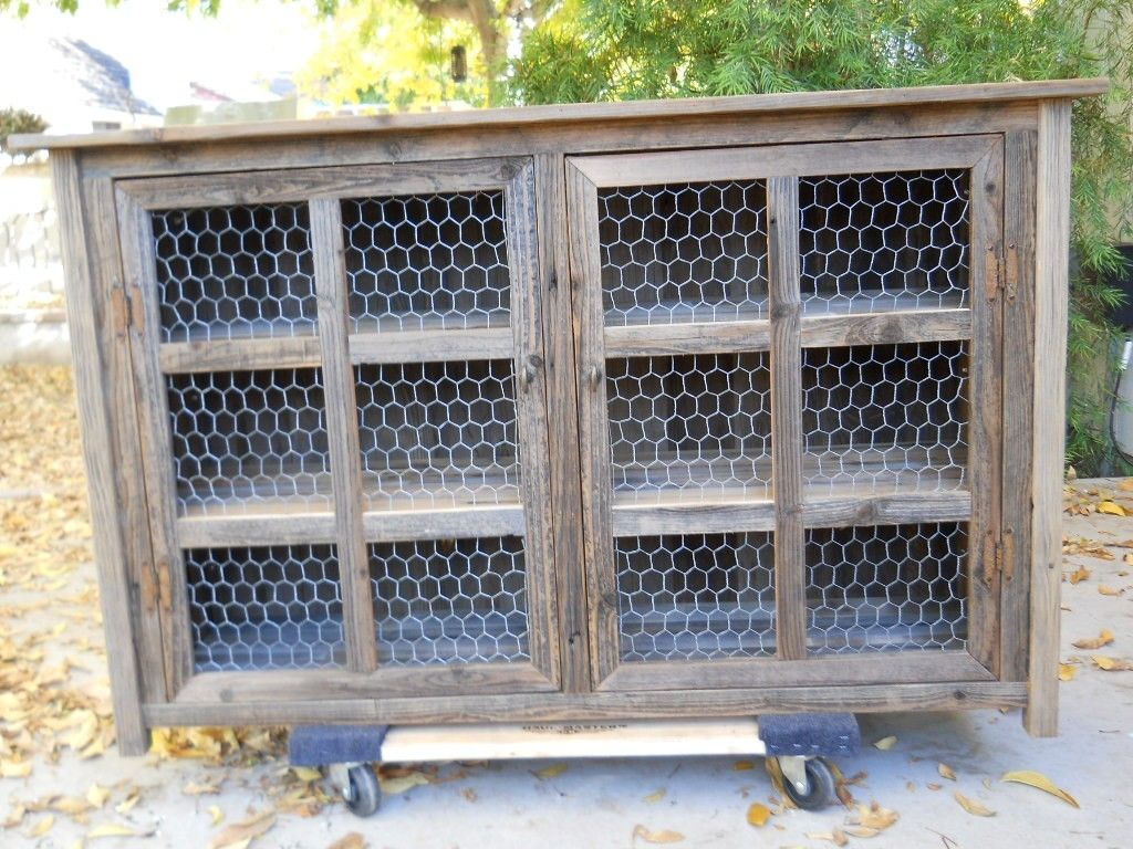 Hand Made Large Barnwood Pie Cabinet With Chicken Wire By