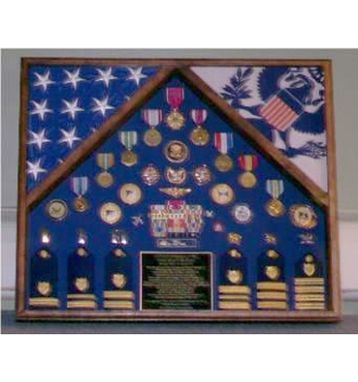 Custom Made Military Flag Case For 2 Flags And Medals