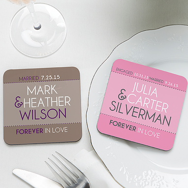 Custom Made Wedding Coasters That Can Be Used For Favors And Table Decorations