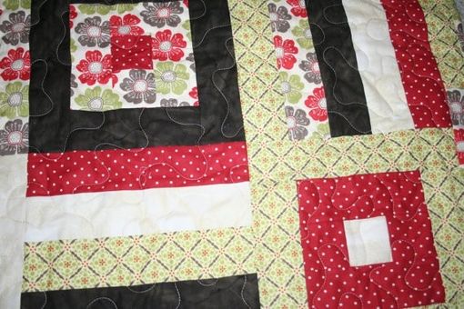 Custom Made Red, Green And Grey Retro Floral Wall Hanging