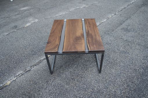 Custom Made Walnut And Frosted Resin Coffee Table