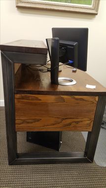 Custom Made Metal Frame & Reclaimed Wood Reception Desk