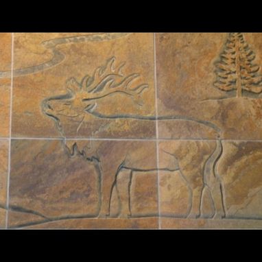 Custom Made Carved Tile Slate Mural