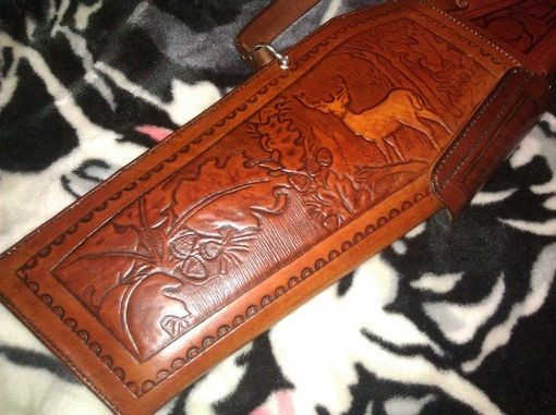 Custom Made Custom 2 Piece Lined Leather Rifle Case Hand Made Tooled Fits Lever Action Rifles No Scope