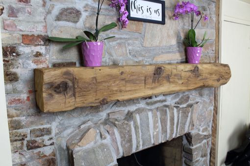 Custom Made Hand Hewn Authentic Reclaimed Barn Wood Fireplace Mantel