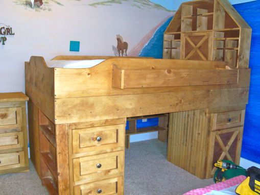 Custom Made Barn-Inspired Wooden Bed And Dresser