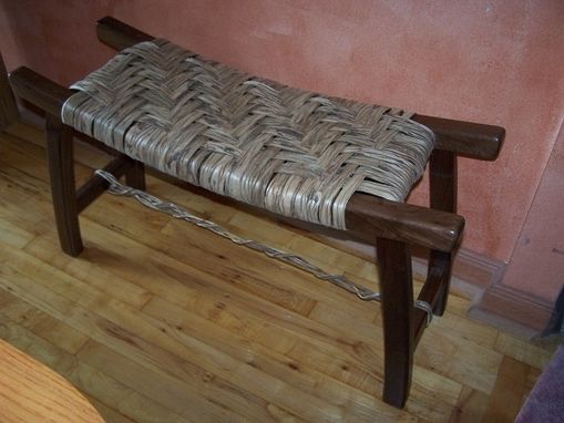 Custom Made Pagoda Bench With Hickory Bark Seat