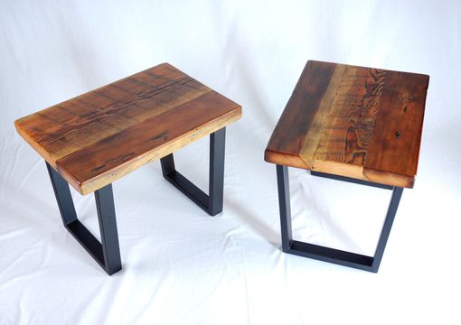 Custom Made Industrial Reclaimed Timber End Table Set
