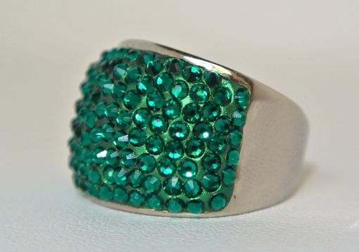 Custom Made Chic Emerald Cocktail Dome Silver Ring - Made With Swarovski Elements