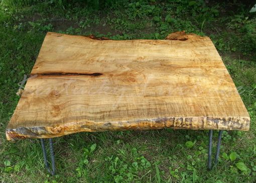 Custom Made Maple Burl Live Edge Coffee Table- Wood Coffee Table- Light Wood Table- Industrial Coffee Table