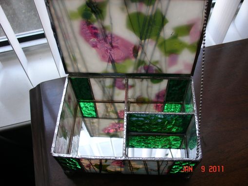 Custom Made Stained Glass Jewelry Box With Dividers
