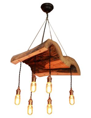 Custom Made Live Edge Log Light, Reclaimed Wood