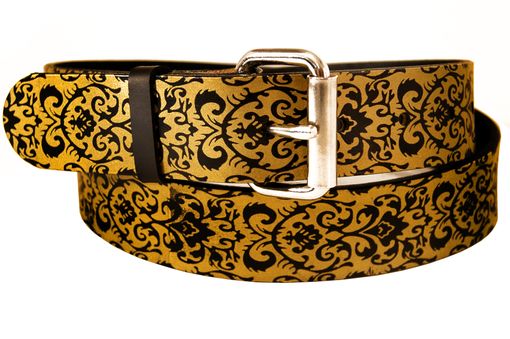Custom Made Damask Print Leather Belt