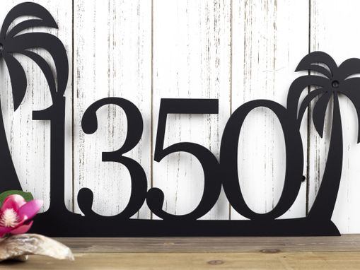 Custom Made Metal House Number Sign, Palm Trees