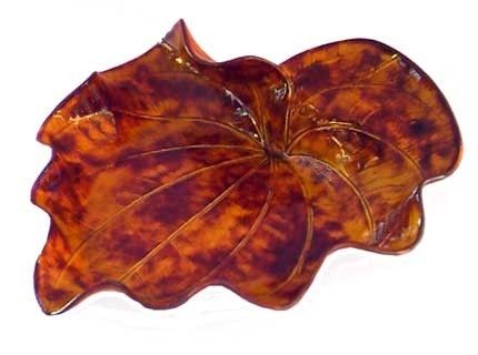 Custom Made Ceramic Cissis Leaf Dish - Rusty Amber