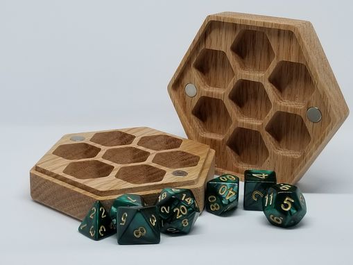 Custom Made Red Oak "Honeycomb" Hexagonal Hardwood Dice Box For Polyhedral Dice