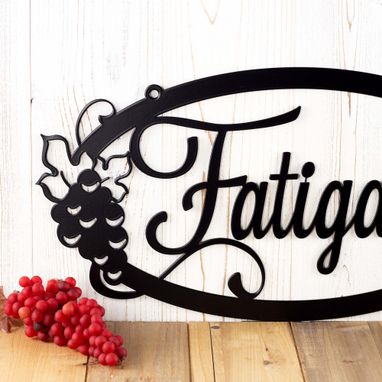 Custom Made Metal Family Name Sign With Grapevine, Custom Outdoor Metal Sign, Wine Lover Gift