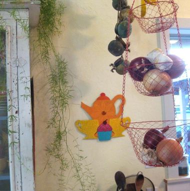 Custom Made Handmade Upcycled Metal Tea Party Wall Art Sculpture