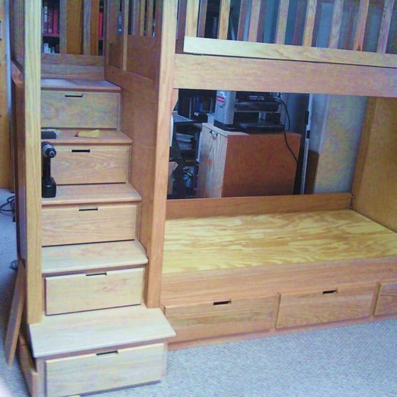 Hand Made Stairway Bunk Beds With Underbed Storage by none | CustomMade.com