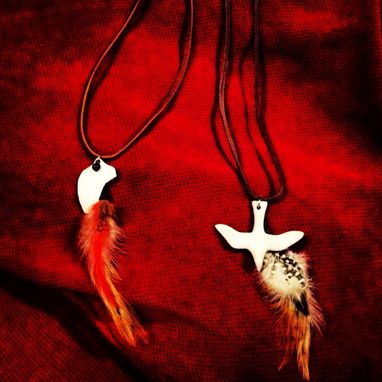 Custom Made Ceramic Wing, Bird And Feather Necklaces