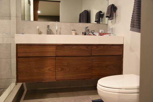 Custom Made Custom Walnut Bathroom Vanity Cabinet Hand Made Soft Close Drawers Soft Close Doors