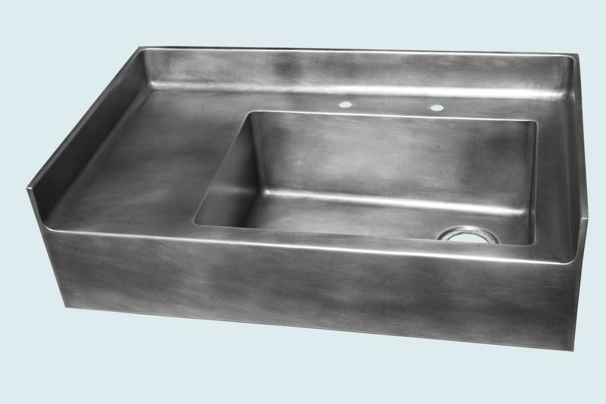 Custom Zinc Sink With Apron & Integral Backsplashes by Handcrafted
