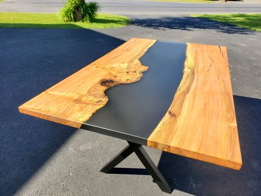 Custom Made Live Edge Epoxy River Table, Dining Table, Coffee Table, Conference Table