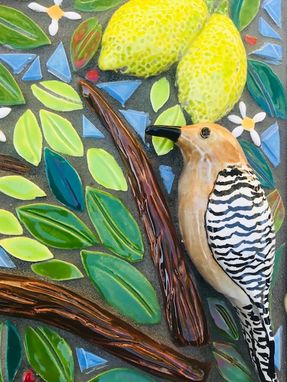 Custom Made Through The Thicket, Bird And Citrus Mosaic Wall Art