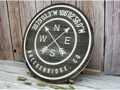 Custom Made 11in Round Gps Coordinates Sign. Wilderness Sign. Personalized Latitude Longitude Sign
