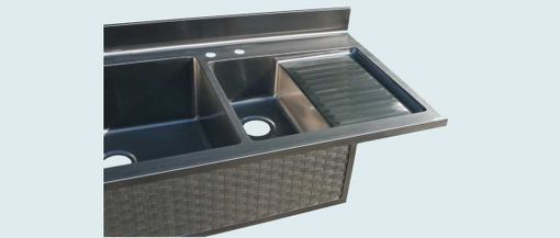 Custom Made Stainless Sink With Drainboard & Woven Apron