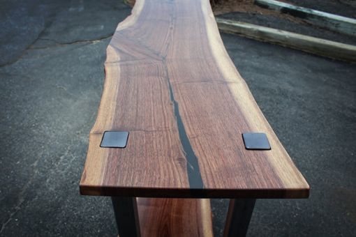Custom Made Black Walnut & Steel Sofa Table